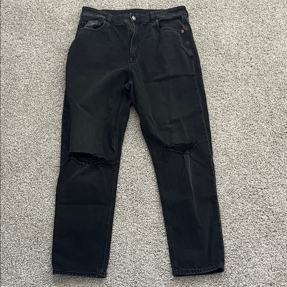American Eagle Black Strigid Mom Jeans Size 12 Regular